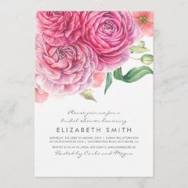 Invitación Flores de acuarela rosa Ducha Nupcial Botánica