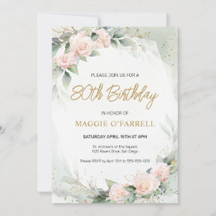 Invitación Flores de acuarela rosada femenina Cumpleaños