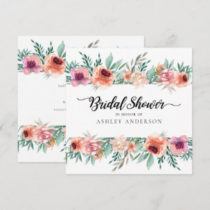 Invitación Flores de acuarela rosadas de melocotón Despedida