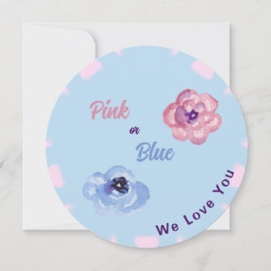 Invitación Flores de acuarela Rosadas o Azules Te Amamos