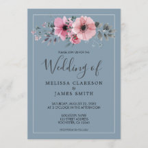 Flores de acuarela rústica Boda azul polvoriento