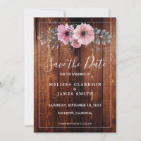 Flores de acuarela rústica madera de grano Save th