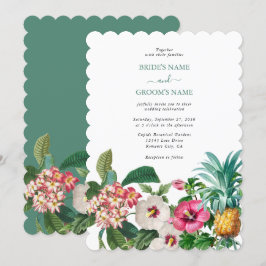 Invitación Flores de acuarela tropical y Boda de vegetación
