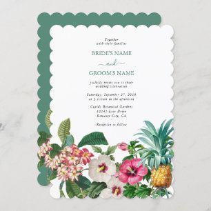 Invitación Flores de acuarela tropical y Boda de vegetación