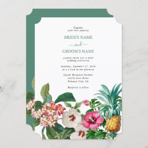 Invitación Flores de acuarela tropical y Boda de vegetación