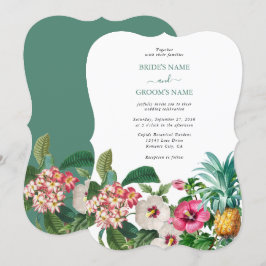 Invitación Flores de acuarela tropical y Boda de vegetación