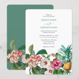 Invitación Flores de acuarela tropical y Boda de vegetación