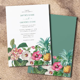 Invitación Flores de acuarela tropical y Boda de vegetación