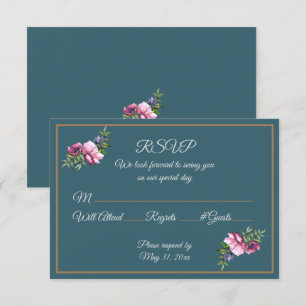Invitación Flores de Acuarela Turquesa y Rosa