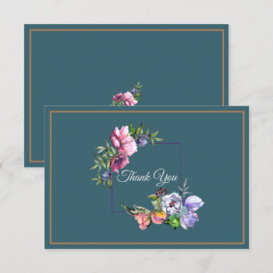 Invitación Flores de Acuarela Turquesa y Rosa