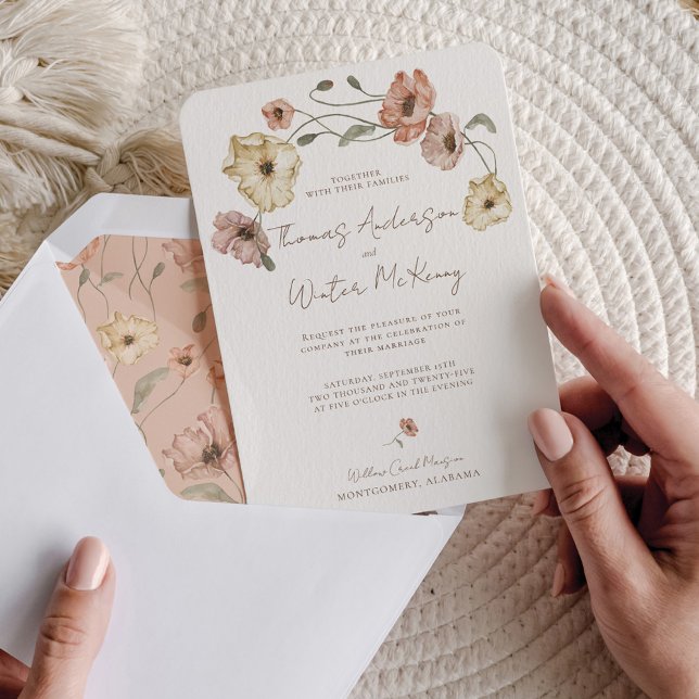 Invitación Flores de adormidera islandesas Boho (Boho Icelandic Watercolor Iceland Poppy Flowers Invitation)