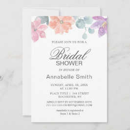 Invitación Flores De Agua Delicadas. Floral Bridal Shower