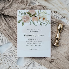 Invitación Flores de agua neutra Boho simples | BODA