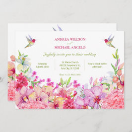 Invitación Flores de agua Orchids Boda en el jardín de aves