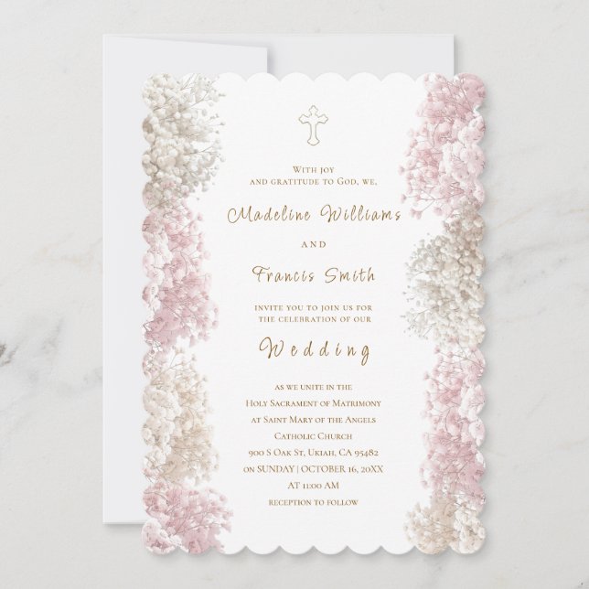 Invitación flores de aliento de bebé | Boda (Anverso)