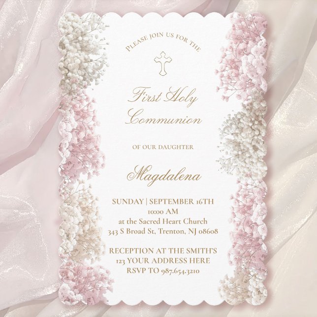 Invitación flores de aliento de bebé Primera Comunión (Subido por el creador)