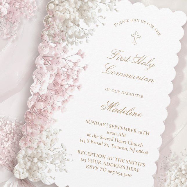 Invitación flores de aliento de bebé Primera Comunión (Subido por el creador)
