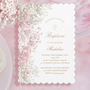 Invitación Flores de aliento del bebé niña Baptismo
