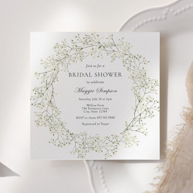 Invitación Flores de aliento para bebés Ducha de novia (Subido por el creador)
