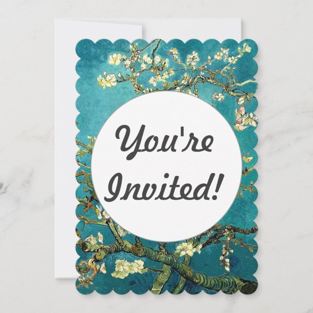 Invitación Flores de almendro al estilo del clasicismo de Van (Anverso)