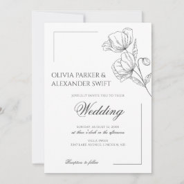 Invitación Flores de amapola elegante boda de moda simple