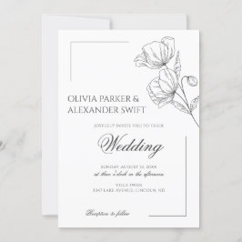 Invitación Flores de amapola elegante boda de moda simple