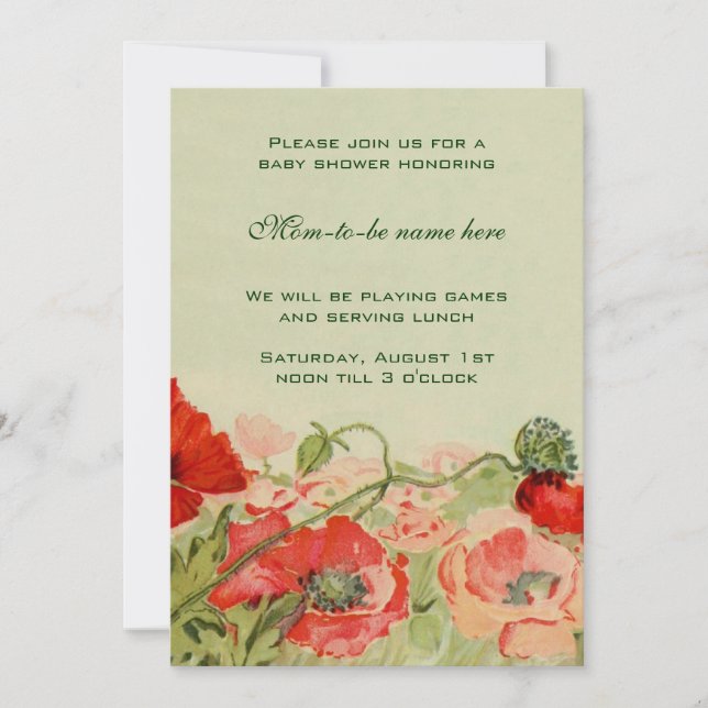 Invitación Flores de amapola Floral Meadow Baby Shower (Anverso)