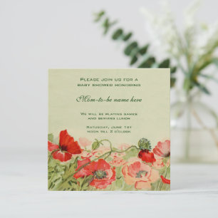 Invitación Flores de Amapola Roja Jardín Floral Shower de Beb