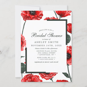 Invitación Flores de Amapola Roja Lluvia de Flores Despedida 