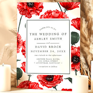 Invitación Flores de Amapola Rojas Boda Floral