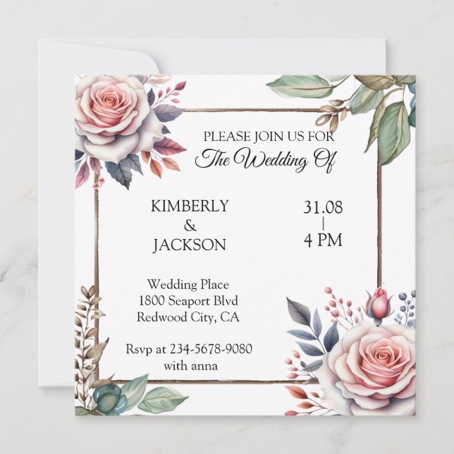 Invitación Flores de amor (Anverso)