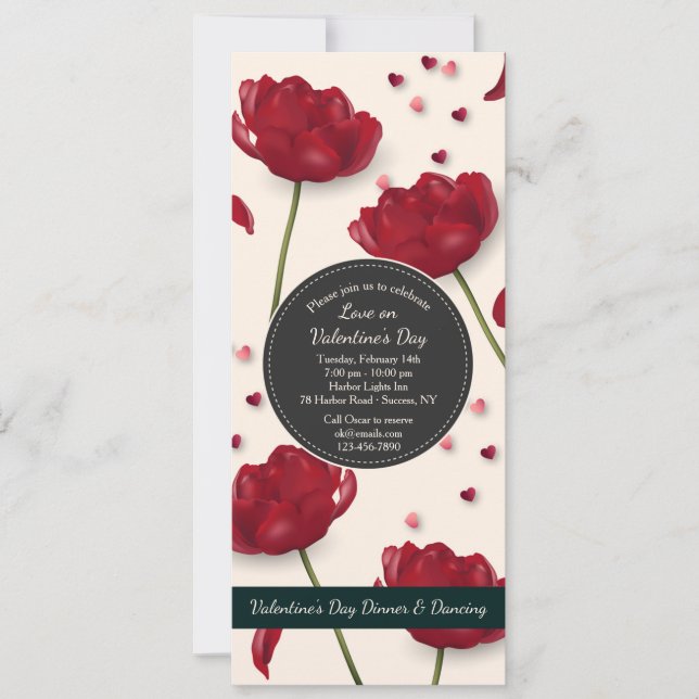 Invitación Flores de Amor Fondo Crema (Anverso)