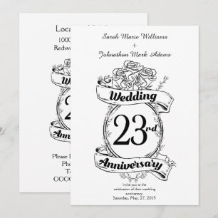 Invitación Flores de aniversario de bodas número 23 Rosa