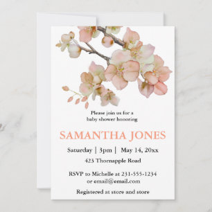 Invitación Flores de árboles de manantial naranja acuarela