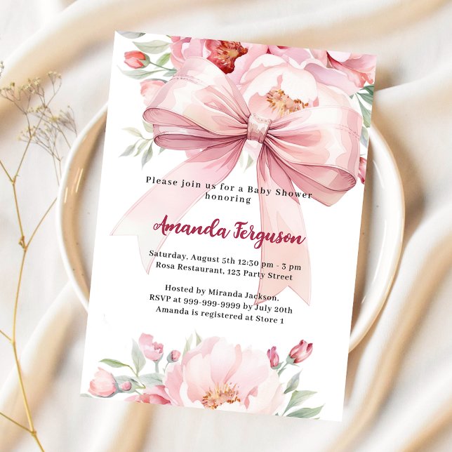 Invitación Flores de arco rosado chica Baby Shower (Subido por el creador)