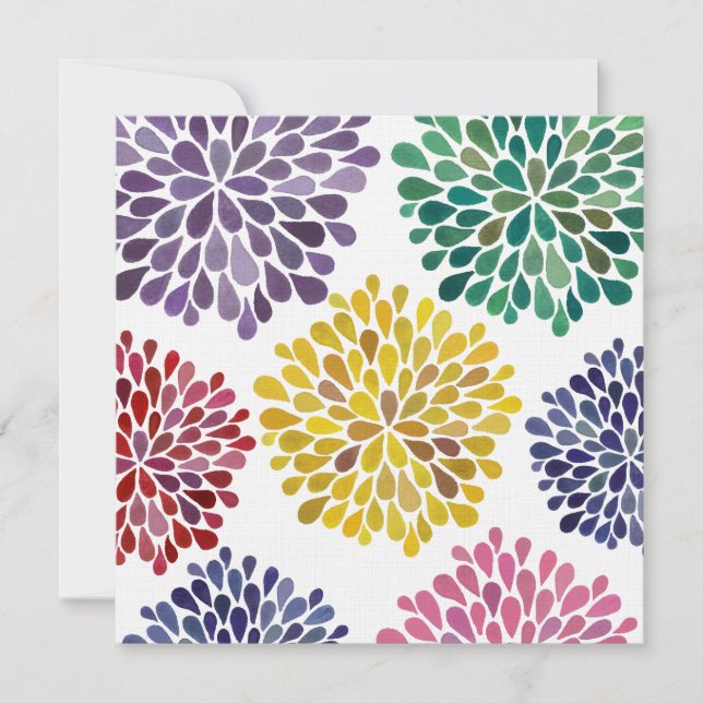 Invitación Flores De Arcoiris Llenado En Blanco En Cualquier  (Anverso)