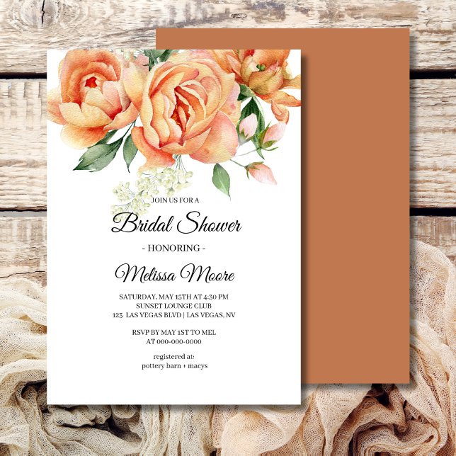 Invitación Flores de aroma de coral de Boho rústico (Subido por el creador)