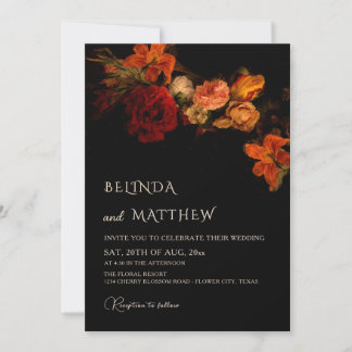 Invitación Flores de Arte Oscuro para Boda