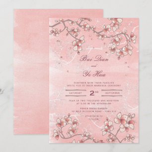 Invitación Flores de arveja rosa Florencia romántica Boda asi