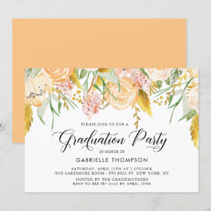 Invitación Flores de arveja y Fiesta de Graduación de Oro