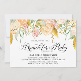 Invitación Flores de arveja y oro deja brunch Baby Shower