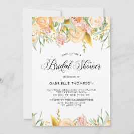 Invitación Flores de arveja y oro dejan ducha de novia