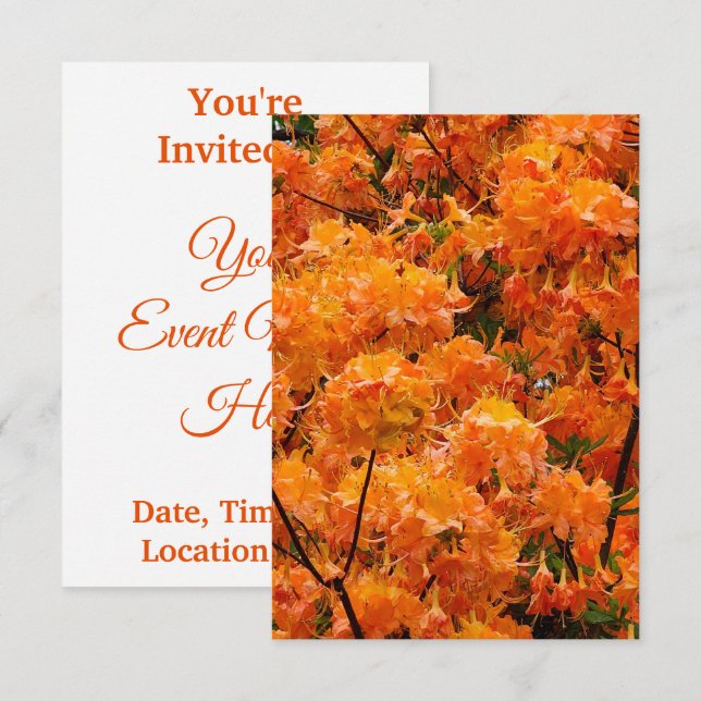 Invitación Flores de Azalea de Fuego (Anverso / Reverso)