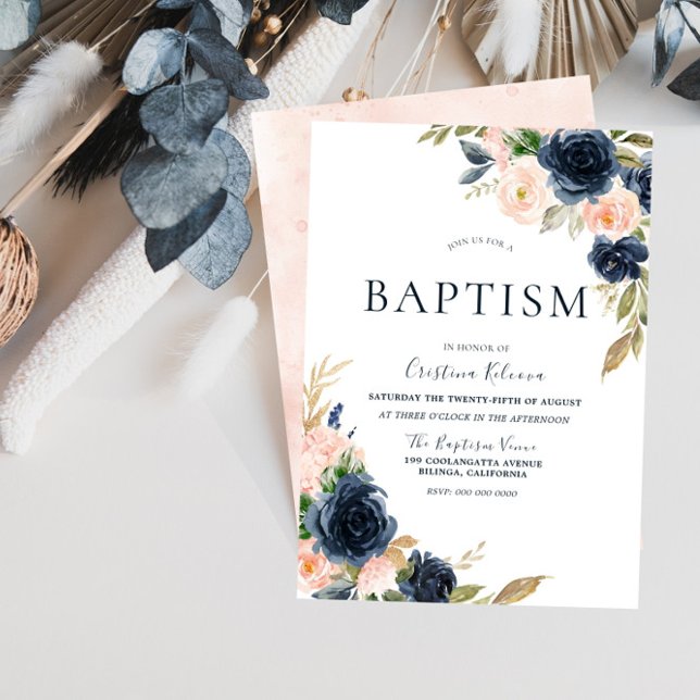 Invitación Flores de baptismo en Rubor y la marina bautizan (Subido por el creador)