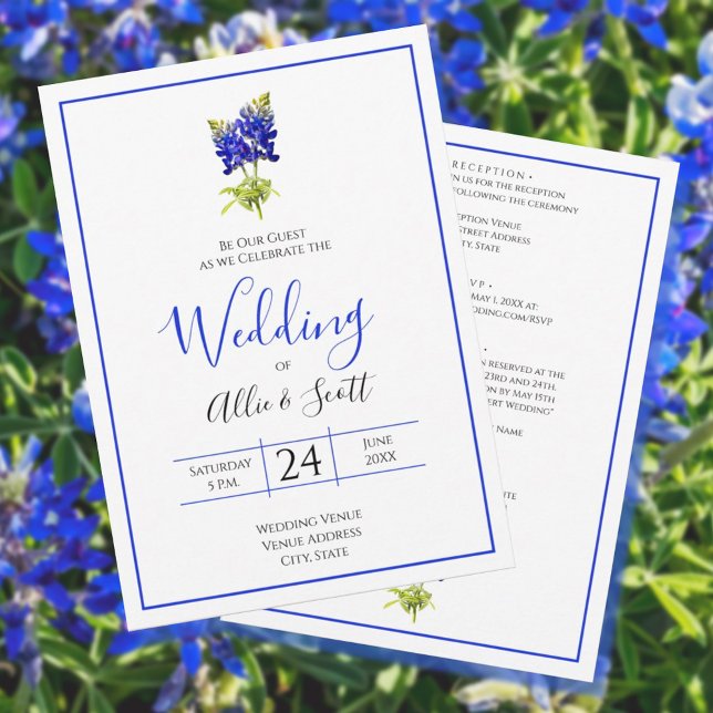 Invitación Flores de Bluebonnet en Texas, Boda moderno (Subido por el creador)