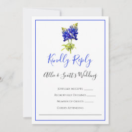 Invitación Flores de Bluebonnet en Texas, RSVP de boda modern