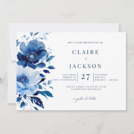 Invitación Flores de Boda azul