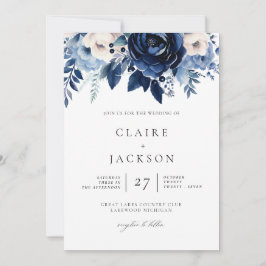 Invitación Flores de Boda azul