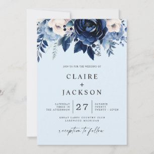 Invitación Flores de Boda azul
