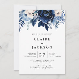 Invitación Flores de Boda azul